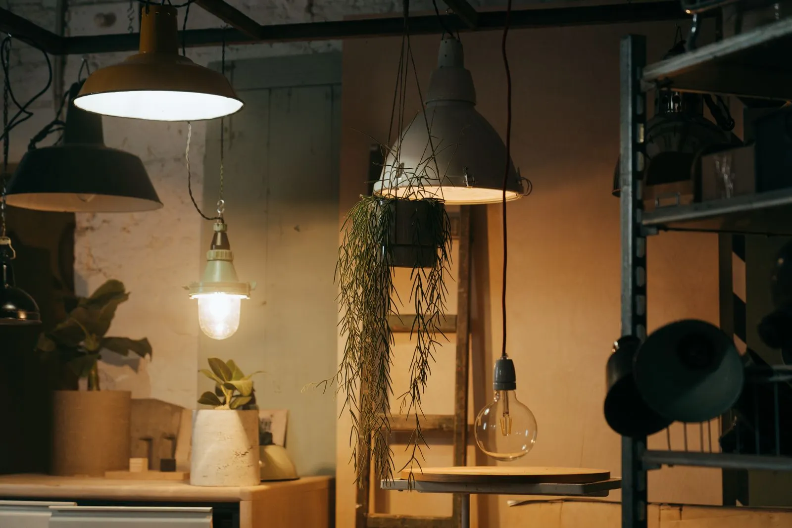Warm and inviting room featuring vintage pendant lamps enhancing interior decor.
